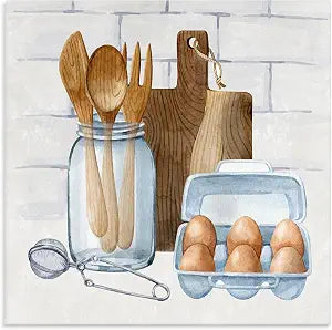 Stupell Industries Country Kitchen Utensils, 17 x 17 Inch Canvas Wall Art