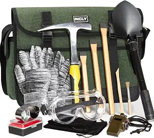 INCLY 15 PCS Geology Rock Pick Hammer Kit, Rock Hounding Equipment