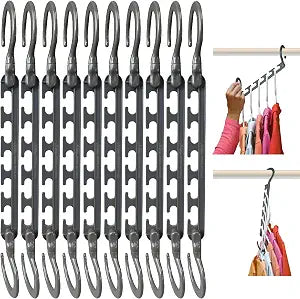 Wonder Hanger Max Space Saving Closet Hangers, 10-Pack, 360 Swivel, Grey