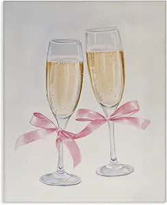 Chic Bow Champagne Glasses Glam, 24 x 30 Inch Canvas Wall Art