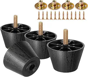 4pcs Plastic Couch Leg 1-1/2" with Plate Nut, M8-1.25 Bolt, Widen