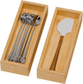 Lixple Bamboo Kitchen Drawer Organizer, 2 Pack, 10" x 3.5" x 2"