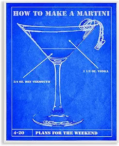 Martini Diagram Cocktail Bar, 16 x 20 Inch Framed Gicle Print