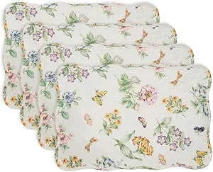 Lenox Butterfly Meadow Quilted Placemats, Set of 4, Multicolor, 13" W x 18" L
