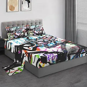Pamnest Twin Bed Sheet Set, 3 Pieces Urban Skateboard Bedding with Flat