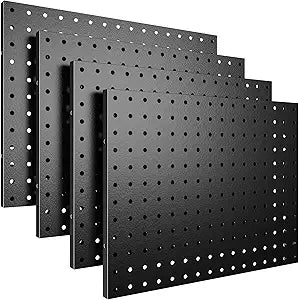 Spampur Peg Board, 4 Pack Metal Pegboard Panels Black Boards Wall Organizer