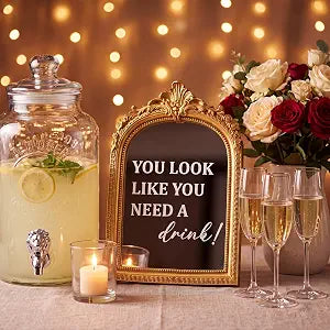 Novabright 8 Inch Vintage Makeup Mirror, Gold Baroque Arch Frame Wedding