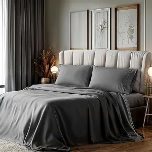Simple Deluxe Queen Size 4 Piece Bed Sheet Set Deep Pocket, Lightweight Super Soft Easy Care Microfiber - Comfy Breathable, Cooling Bedding Sheets, Shrinkage and Fade Resistant, Hotel Luxury, Grey