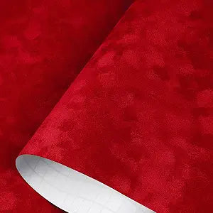 Decotalk Velvet Drawer Liners for Cabinets Adhesive Shelf Liner Red Felt Shelf Liners Self Adhesive Velvets Lining 15.7x120 Inch Red Felt Fabric Drawer Lining Velvet Contact Paper for Cabinets