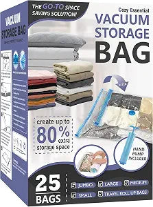 Vacuum Storage Bags with Hand Pump, Vacuum Seal Space Saver Bags,25 Combo
