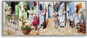 Town Caf Chefs Cityscape, 10 x 24 Inch Framed Gicle Print