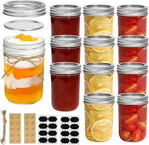 ComSaf 8 oz Mason Jars Bulk Set, 12 Pack Small Regular Mouth Jars with Lids