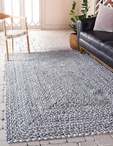 Unique Loom Braided Chindi Collection Area Rug - Layer (2' x 3' 1" Rectangle, Gray/ Ivory)