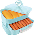 Nostalgia Diner Style Hot Dog Steamer - 8 Hot Dog and 4 Bun Capacity - Perfect for Breakfast Sausages, Brats, Vegetables, or Fish - Aqua