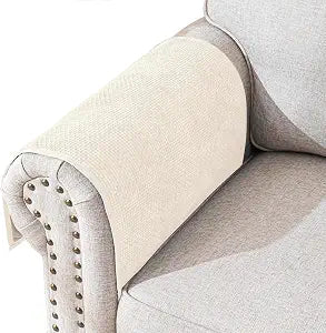 Couch Arm Covers, Sofa Arm Cover, Anti-Slip Waterproof Armrest Covers, Pet Proof Armrest Protectors for Couch Loveseat Armchair Headrest, Arm Chair Covers Set of 2 (Cream, 24" x 20" - 2 pcs)