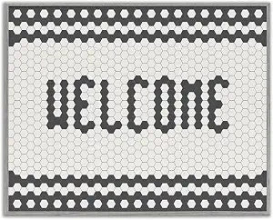 Welcome Bistro Tile Geometric Pattern, 16 x 20 Inch Framed Gicle Print