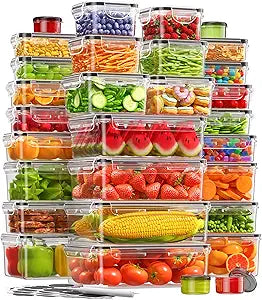 KEMETHY 60 PCS Food Storage Containers with Lids, Plastic Food Containers