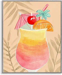 Tropical Mixed Drink Floral Cocktail, 16 x 20 Inch Framed Gicle Print