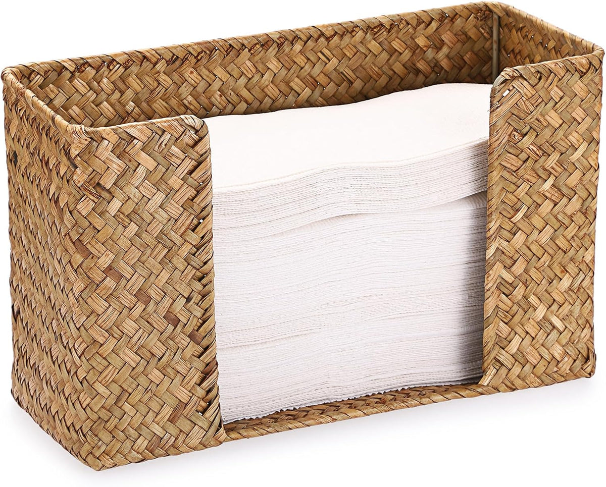 Sumnacon Folded Paper Towel Holder Wicker Paper Towels Dispenser,Caramel