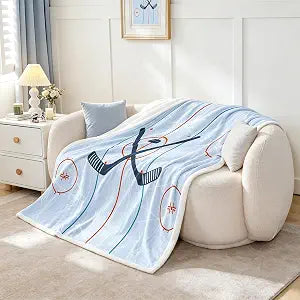 Ice Hockey Kids Throw Blanket,Hockey Stadium Rink Bed Blanket Bedroom/Sofa Decor,Winter Event Ball Games Lovers Fleece Blanket,Modern Stylish Fuzzy Blanket,Throw Size (50 x 60 Inches)