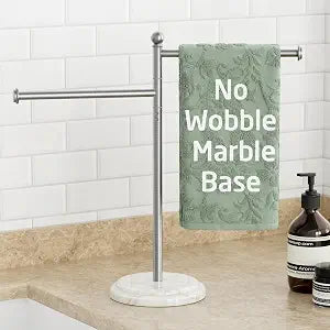 KES Anti Wobble Hand Towel Holder Stand with Weighted Natural Marble Base