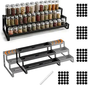Adjustable 3-Tier Spice Rack  Expandable Metal Spicy Shelf Organizer