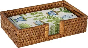 KOUBOO La Jolla Rectangular Guest Towel, Napkin Holder, Stylish Napkin Holders for Table, Bathroom - Decorative Dining Table Accessory, Kitchen Dcor, One Size, Honey Brown
