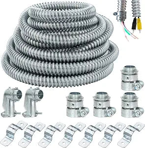 (1/2" Dia * 50 Feet) Yariwiz Flexible Steel Electrical Conduit Kit