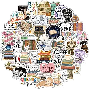 Joyppy 52 PCS Book Stickers for Kindle, Bookish Kindle Reading Stickers for eBook Reader Case, Books, Water Bottles, Laptops, Book Lover Accessories Gifts for Kids Teens Adults