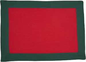 SARO LIFESTYLE Classic Border Placemats (Set of 4) - Everyday Placemats for Casual Dining, Family Meals and Layered Table Settings, 14"x20", Red