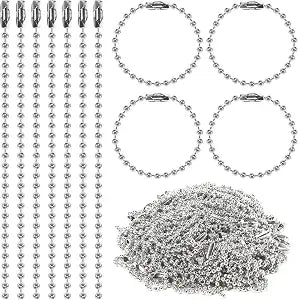 300 pcs 3.9 in Ball Chains Keychain Tag Keychain Ball Chain Bulk,Beaded Chain Connector Chains for Keychains,Dog tag Chain Key Chain Links,Silver Nickel Plated Metal 2.4mm Ball Bead Chains