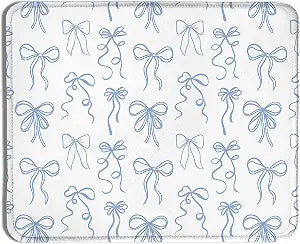 Coquette Blue Bow Mouse Pad, Preppy Girly Blue Aesthetic Mousepads for Wireless Mouse Computers Laptop Desk Accessories, Coquette Preppy Office Supplies, 9.5x7.9 Inch
