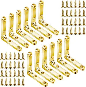 Joez Wonderful 12pcs 90 Degree Hinges, 1.18x1.18in, Gold Zinc Alloy, with 48 Screws, Wooden Box Hinge, Cabinet Hardware, Small Hinge for Jewelry Box, Case, Chest