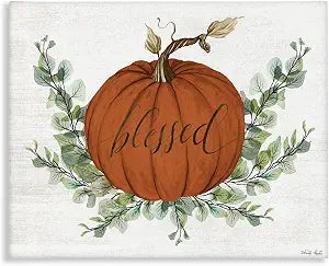 Stupell Industries Blessed Pumpkin Floral, 24 x 30 Inch Canvas Wall Art