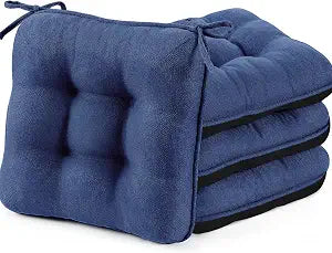 BETU Chair Cushions for Dining Chairs Set of 4,3.5" Thick Outdoor Indoor Chair Pads with Ties,Non Slip Backing and Covers, Seat Cushion for Kitchen Dining,Bar,Patio Furniture15.5"X15.5"X3.5",Navy Blue