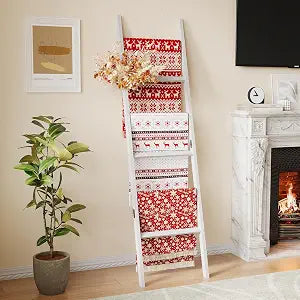 Blanket Ladder Towel Racks For Bathroom 6 Layers Towel Holder 100% Bamboo