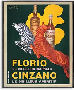 Vintage Cinzano Poster Kitchen, 11 x 14 Inch Framed Gicle Print