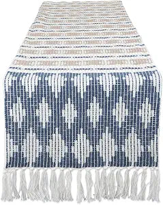 DII Southwest Colby Collection Tabletop, Table Runner, 15x108, French Blue/Stone
