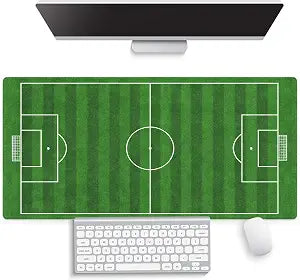 Football Field Design Large Mouse Pad, Green Soccer Course View Desk Mat