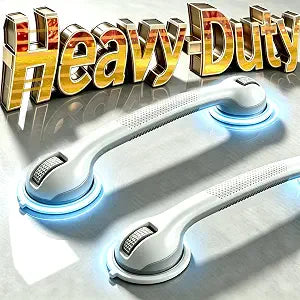 Upgraded Powerful Suction Cup Shower Grab Bars for Seniors Bathroom Suction Cup 2Pcs 16.18In Shower Handles for Removable Handrails for Seniors Elderly Heavy Duty Safety Grip Waterproof Drill Free