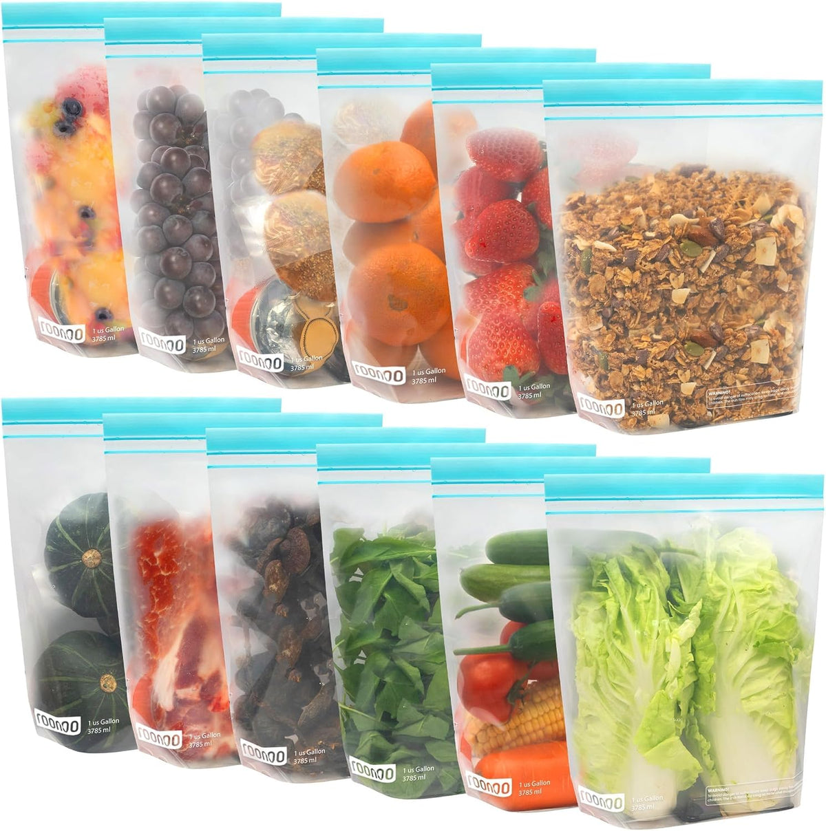 12 Pack Reusable Gallon Freezer Bags Dishwasher Safe BPA Free