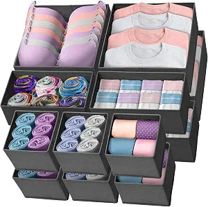 Reli. Drawer Organizers Clothes 14 Pack | Foldable Dresser Drawer Organizer