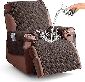 KinCam 100% Waterproof Recliner Chair Cover, Reclining Couch Covers for Pets, Dogs, Recliner Couch Slipcover Furniture Protector with Elastic Straps for Kids(23.6", Chocolate)