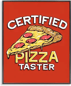 Certified Pizza Taster Retro Humor, 16 x 20 Inch Framed Gicle Print