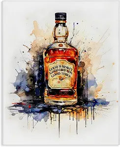 Whiskey Bottle Good Times Quote, 24 x 30 Inch Canvas Wall Art