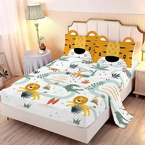 MUSOLEI Cute Animal Fitted Sheets Twin Animal Sheets Set Girls Sheet Set Lion Sheet Deer Bedsheet Fox bedSheet Rabbit bedsheets for Kids (Twin)