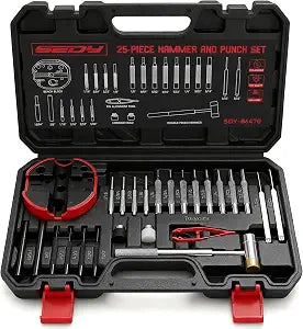 Premium Pin Punch Hammer Set: 25-Piece Punch Set and Hammer with Bench Block, Steel Roll Pin Punch Set, Pin Punches with Replaceable Face Hammer, Mechanical Repair Tool for Maintenance