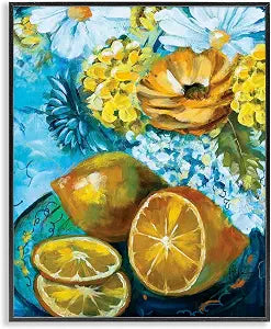 Lemons and Flowers Botanical, 16 x 20 Inch Framed Gicle Print
