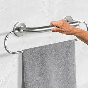 16 inch Grab Bar with 25 inch Towel Rack, Shower Grab Bar for Seniors, Safety Bars for Bathroom with Towel Holder, Wall Mount Grab Bar, Stainless Steel Support up to 500LBS