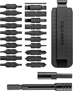 Galvanox 23PC Accessories Set, Compatible with Leatherman Multi-Tools [59HRC] Hardened Double-Sided 21 Piece Bit Kit with Driver Extender, Hex Adapter and Sheath Holder (Black)